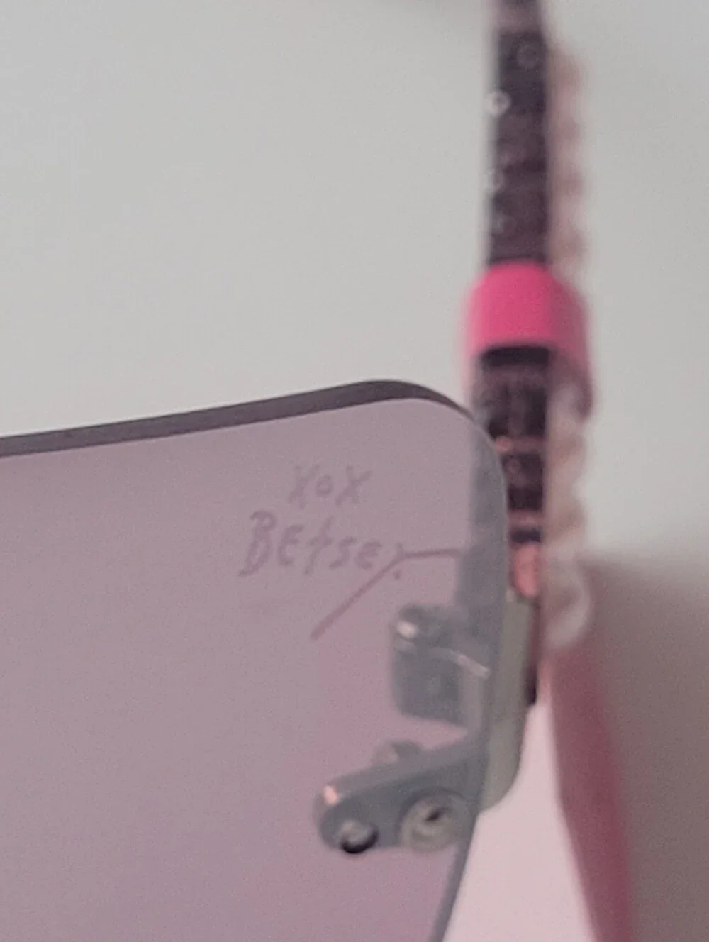 Betsey Johnson Purple Oversized Cat Eye Sunglasses Pearl Temples Rimless UV400